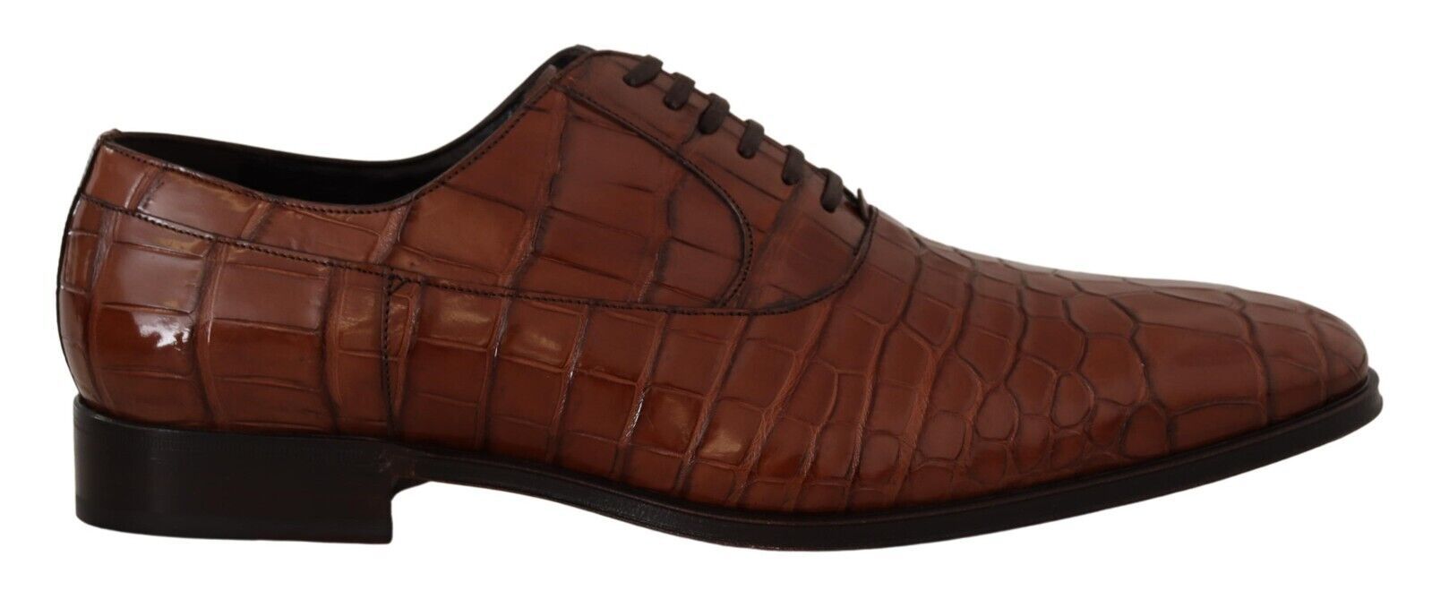Dolce & Gabbana Brown Crocodile Leather Men's Derby Shoes