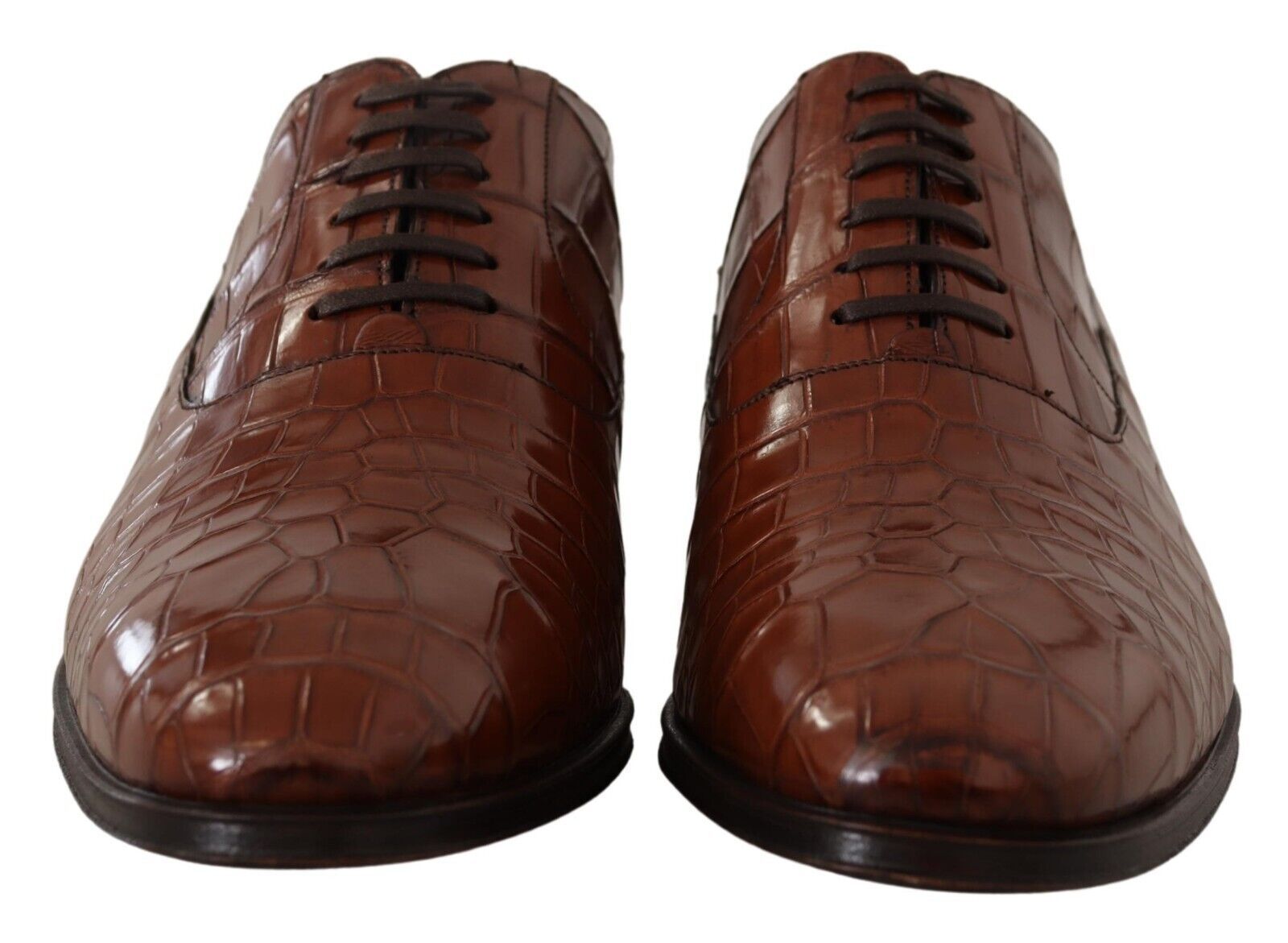Dolce & Gabbana Brown Crocodile Leather Men's Derby Shoes-2