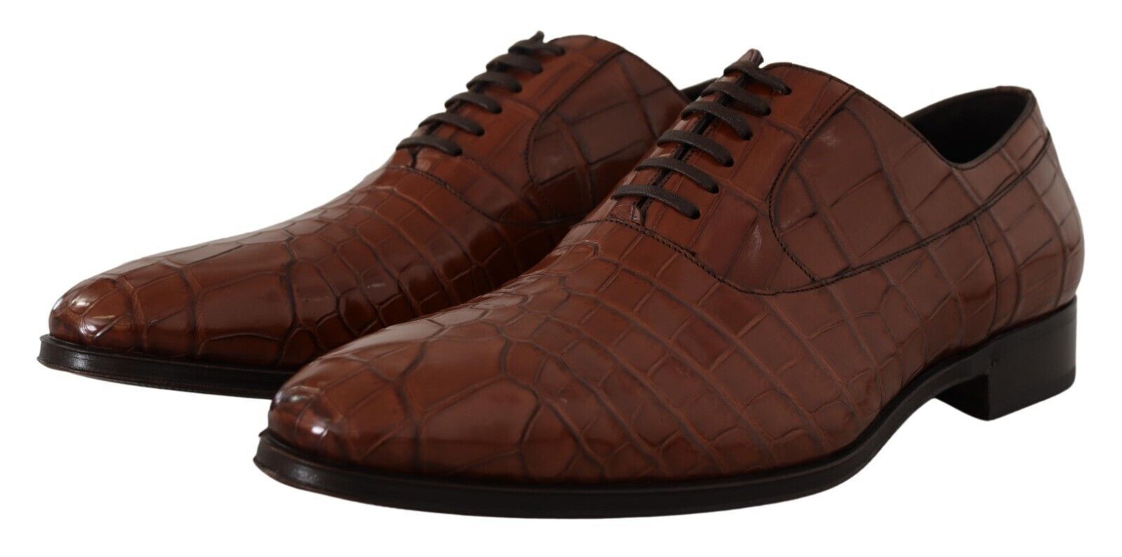 Dolce & Gabbana Brown Crocodile Leather Men's Derby Shoes-3