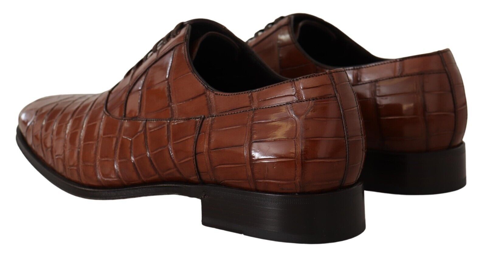 Dolce & Gabbana Brown Crocodile Leather Men's Derby Shoes-4
