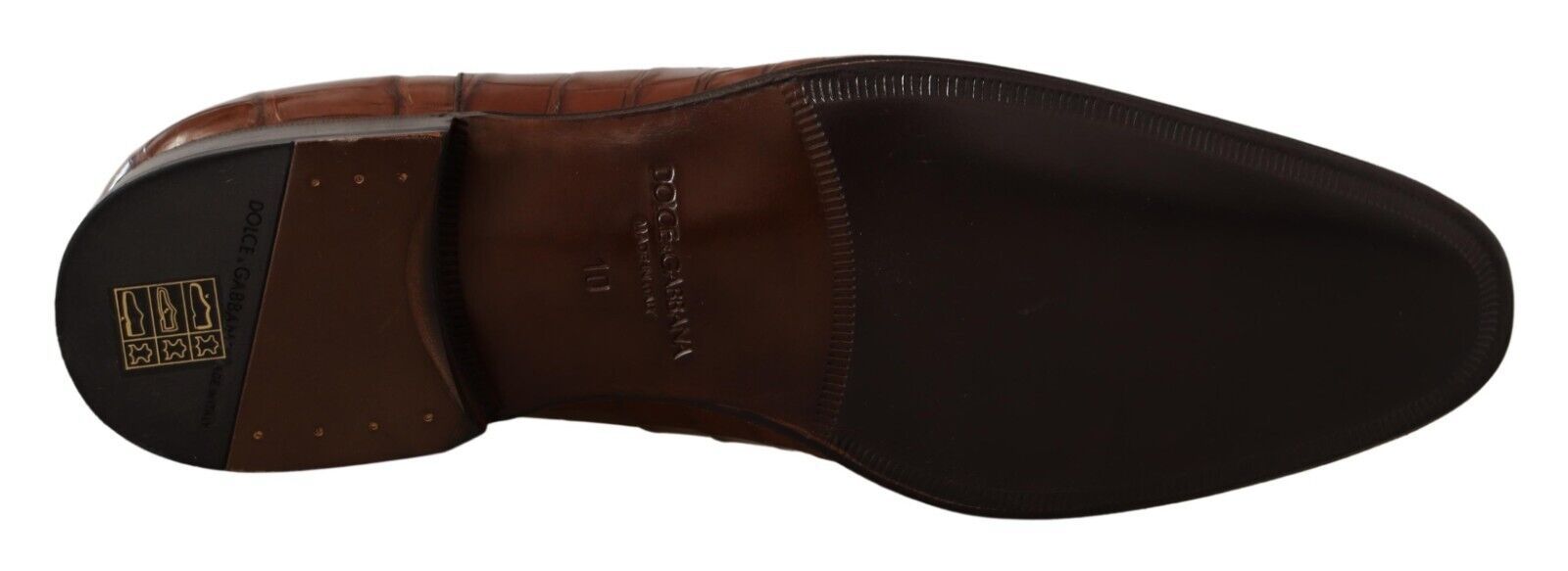 Dolce & Gabbana Brown Crocodile Leather Men's Derby Shoes-6