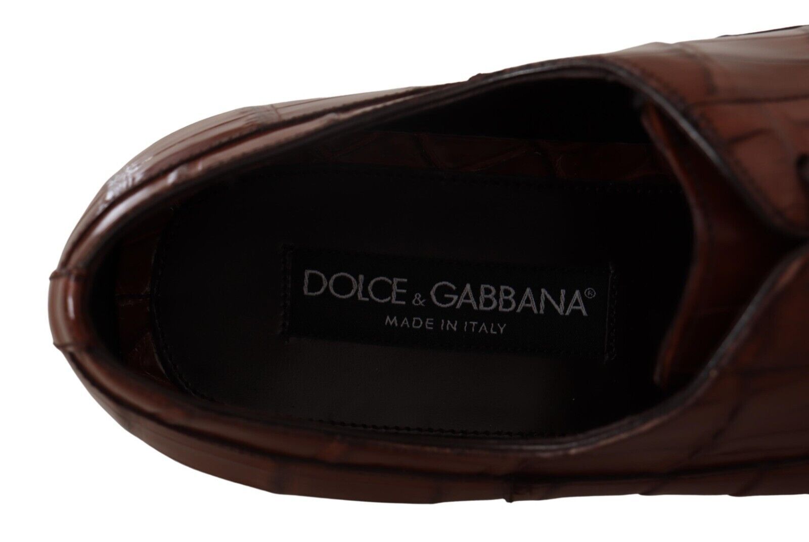 Dolce & Gabbana Brown Crocodile Leather Men's Derby Shoes-7