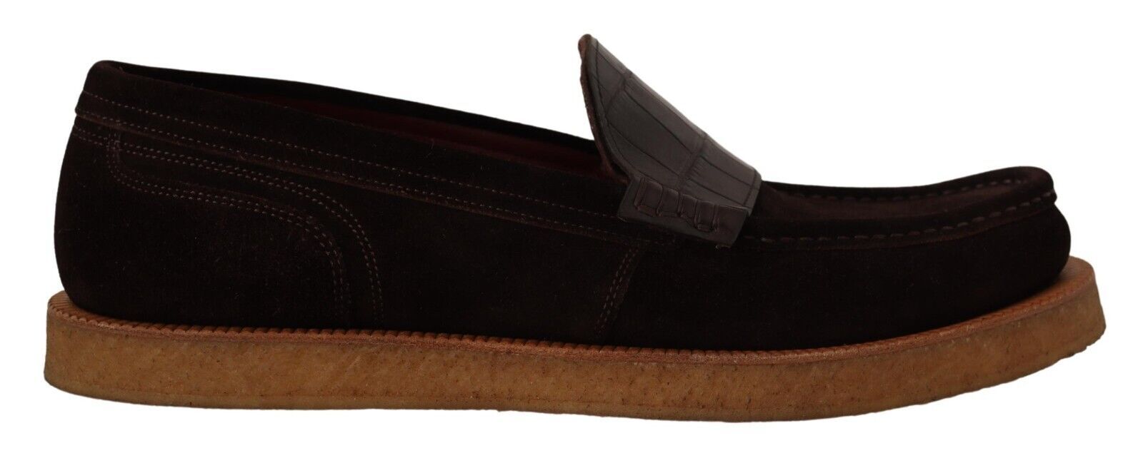 Dolce & Gabbana Brown Suede Slip-On Flats Moccasin Shoes