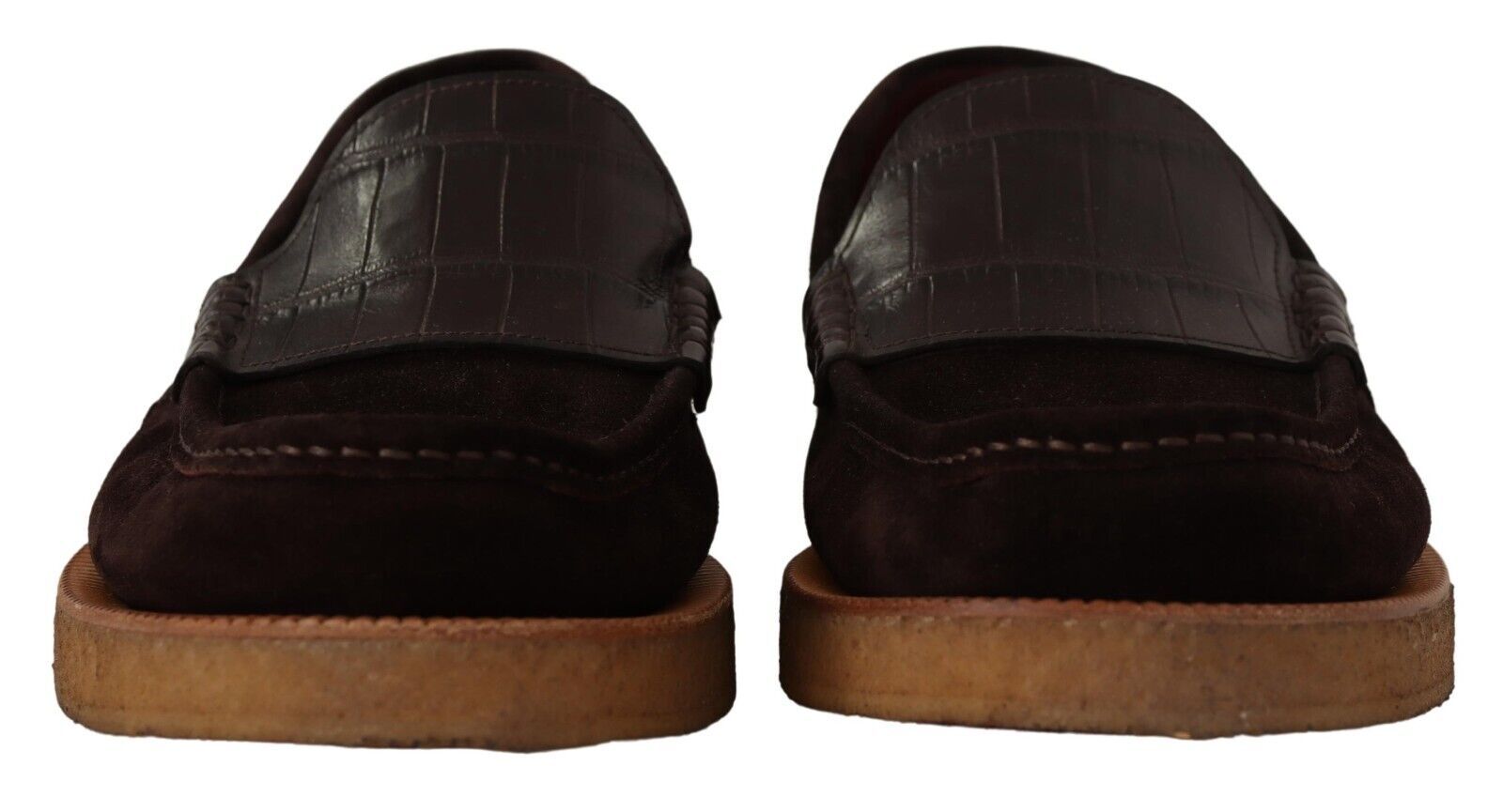 Dolce & Gabbana Brown Suede Slip-On Flats Moccasin Shoes-2