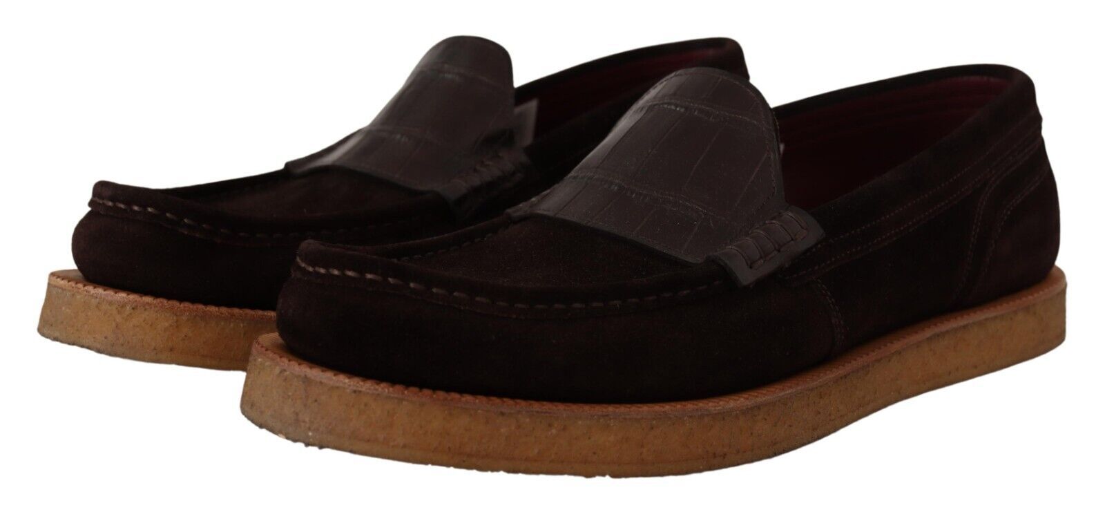 Dolce & Gabbana Brown Suede Slip-On Flats Moccasin Shoes-3
