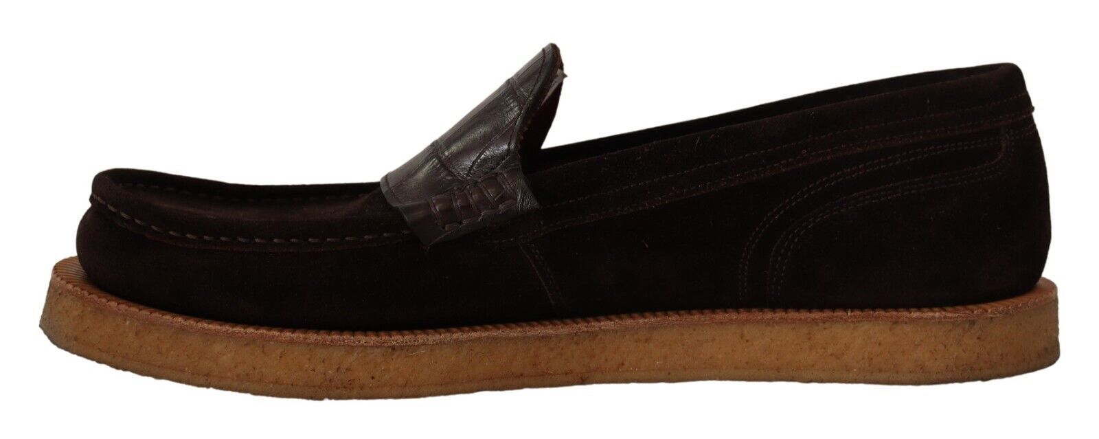 Dolce & Gabbana Brown Suede Slip-On Flats Moccasin Shoes-5
