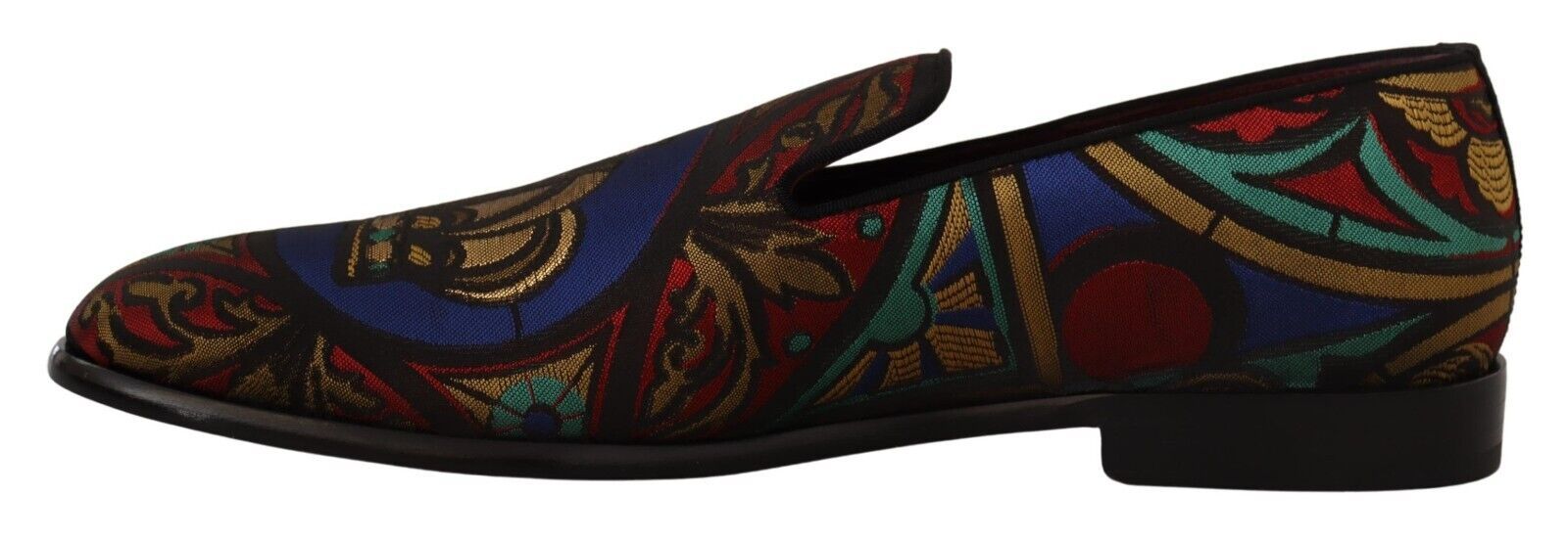 Dolce & Gabbana Multicolor Jacquard Crown Slippers Loafers Shoes-5