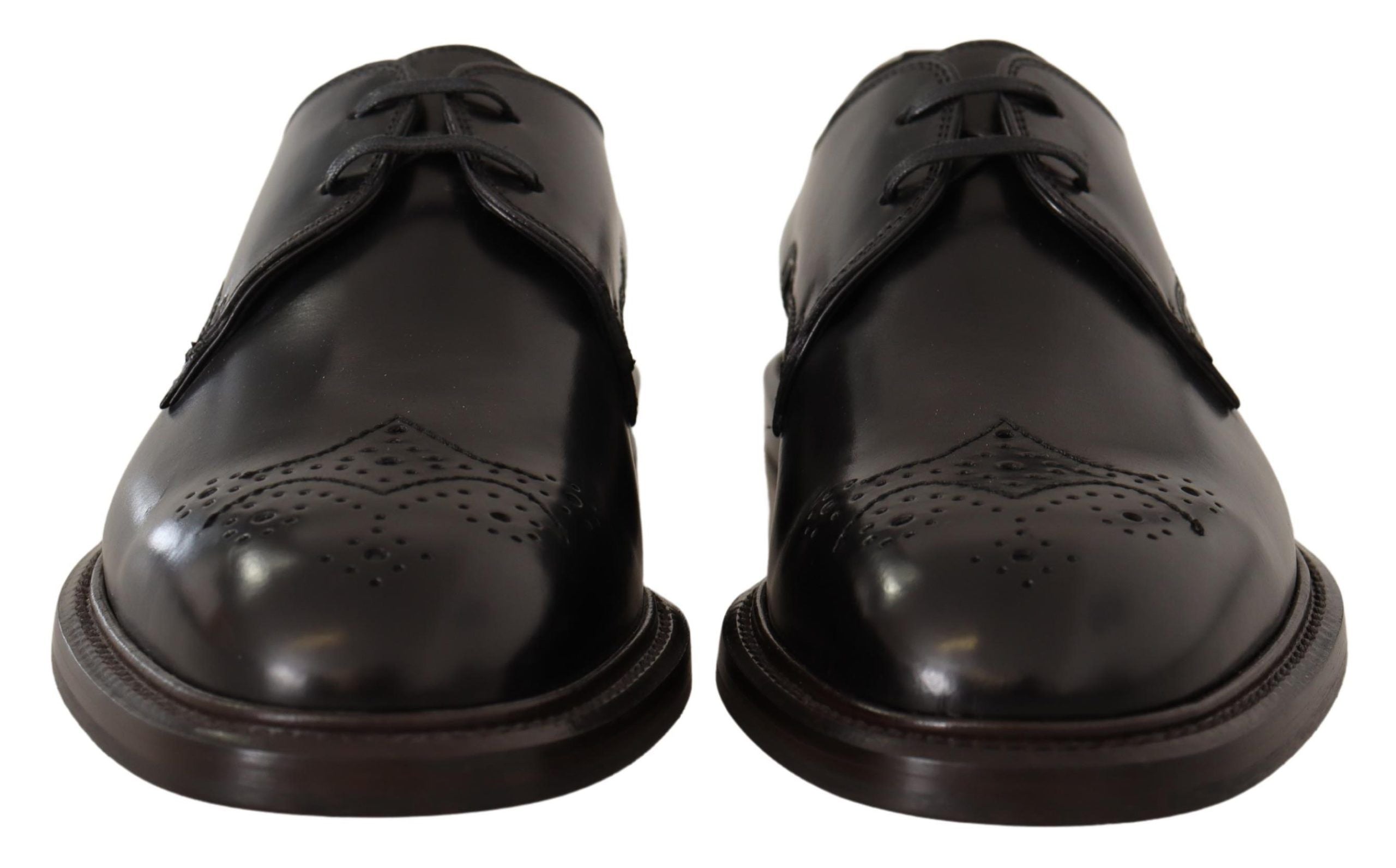 Zapatos Derby formales de cuero negro de Dolce & Gabbana-4