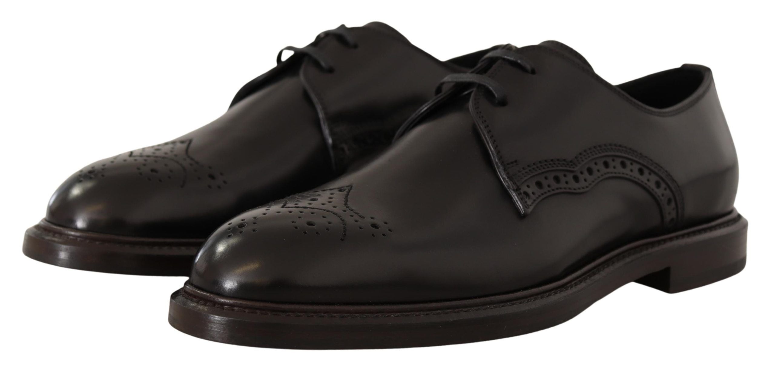 Zapatos Derby formales de cuero negro de Dolce & Gabbana-5