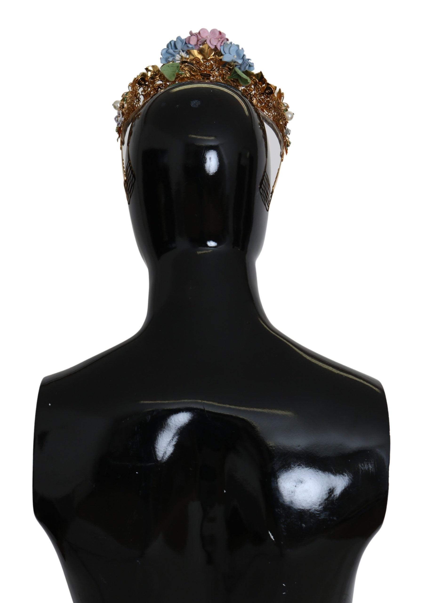 Dolce & Gabbana Gold Crystal Purple Hydrangea Headband Crown Diadem-2