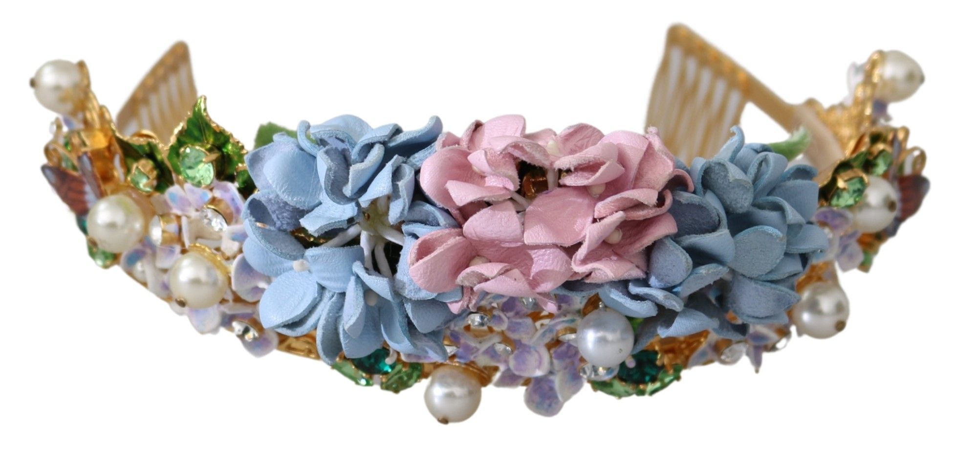 Dolce & Gabbana Gold Crystal Purple Hydrangea Headband Crown Diadem-3