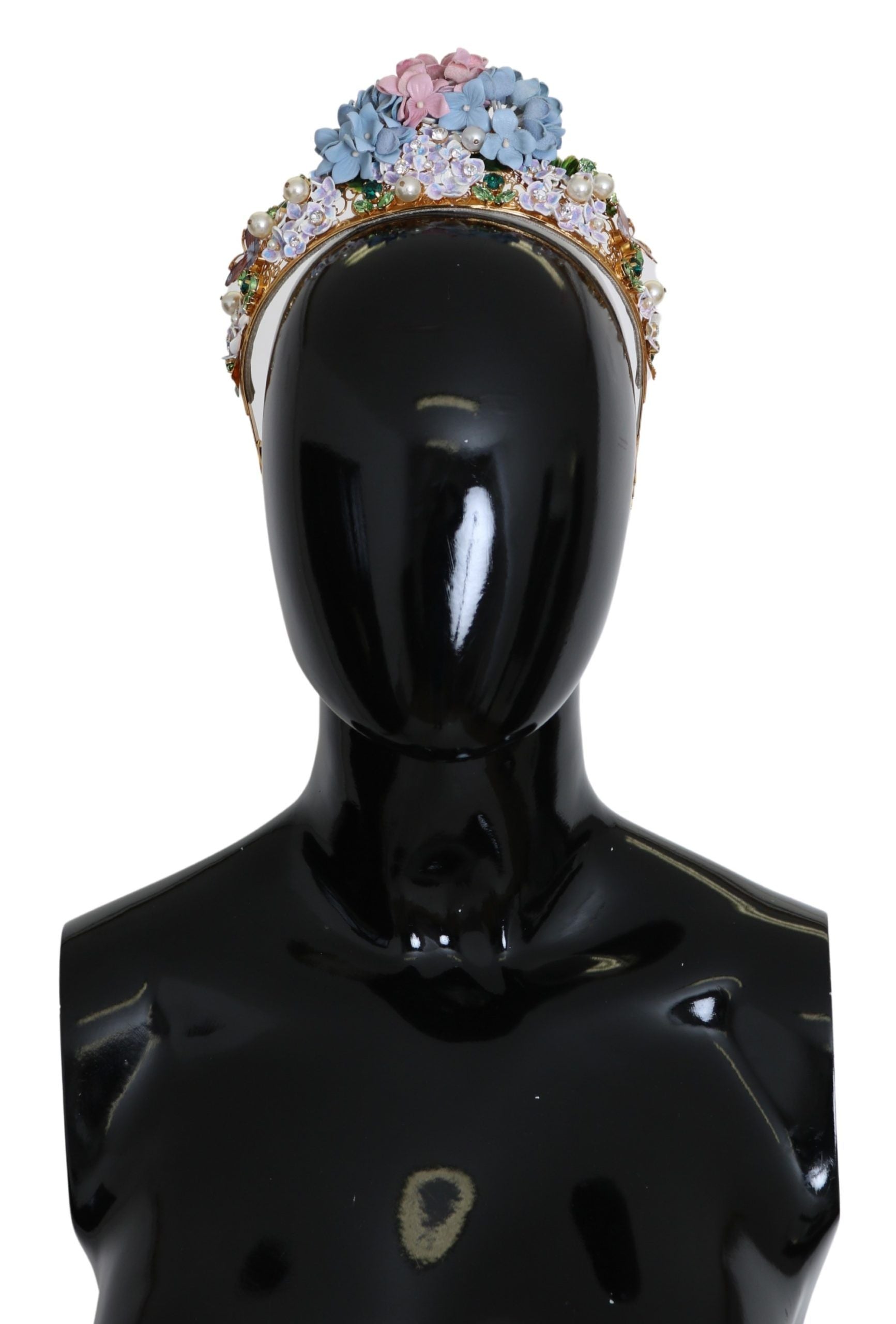 Dolce & Gabbana Gold Crystal Purple Hydrangea Headband Crown Diadem
