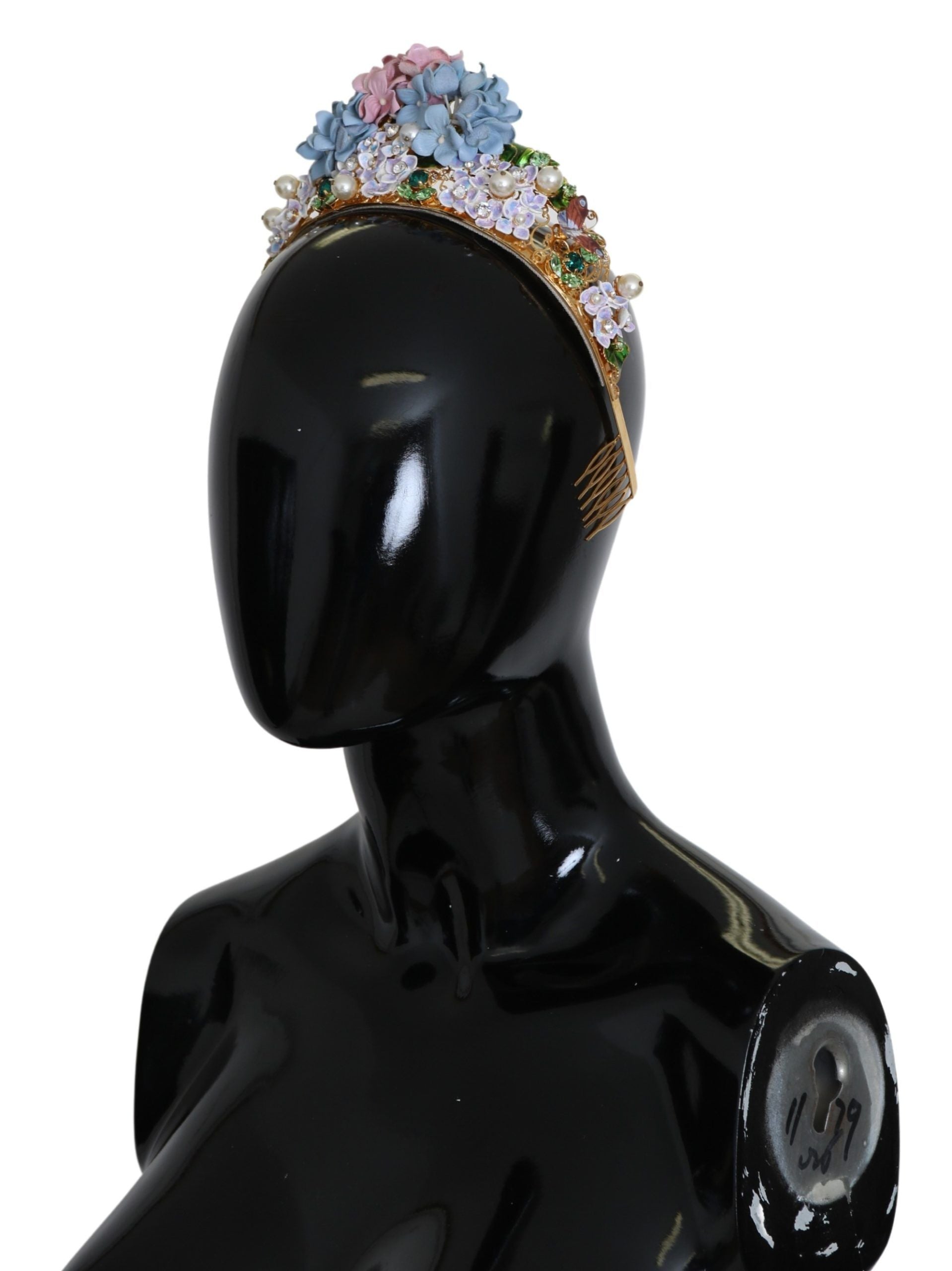 Dolce & Gabbana Gold Crystal Purple Hydrangea Headband Crown Diadem-5