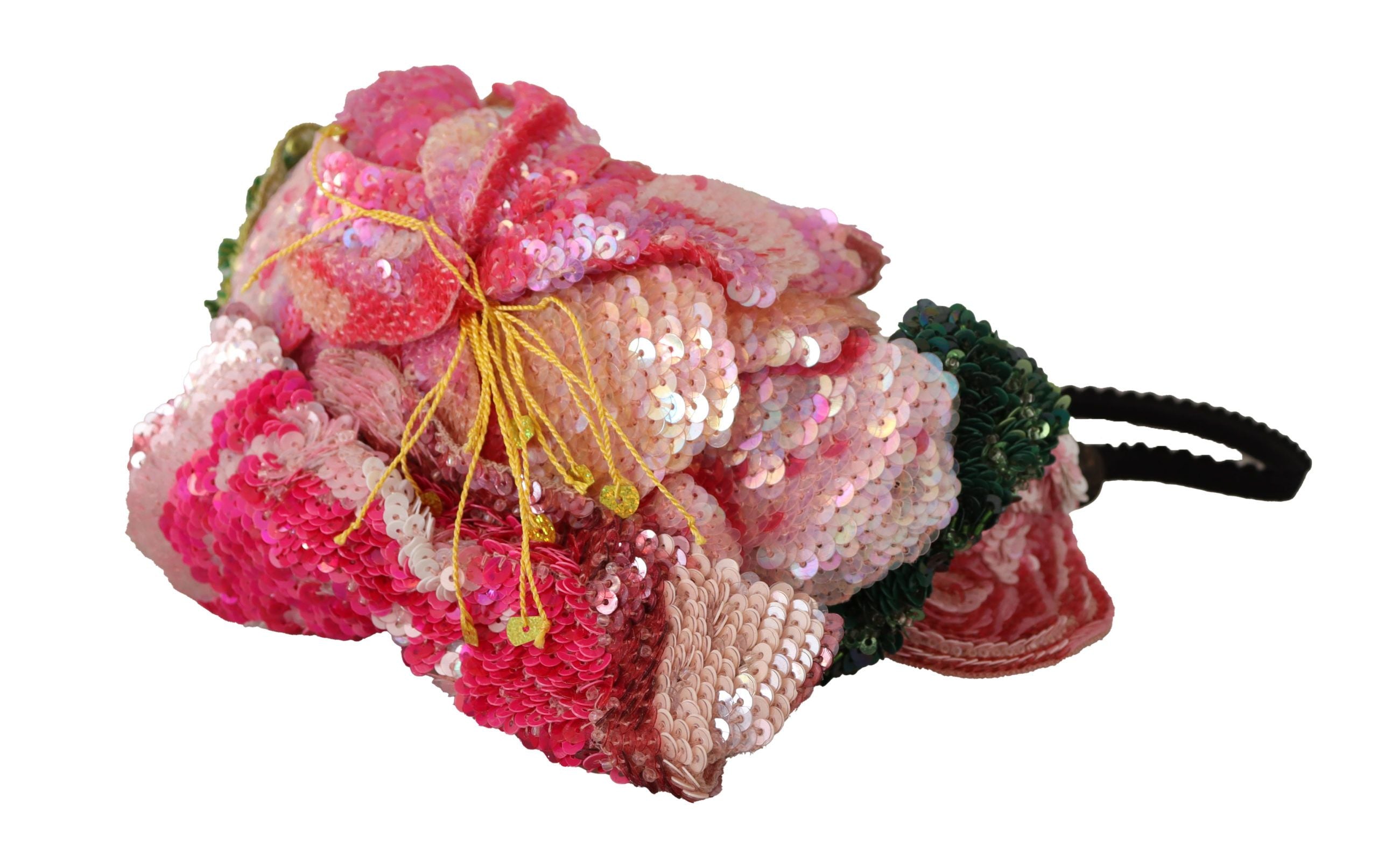 Dolce & Gabbana Multicolor Sequin Lurex Black Hair Headband-4