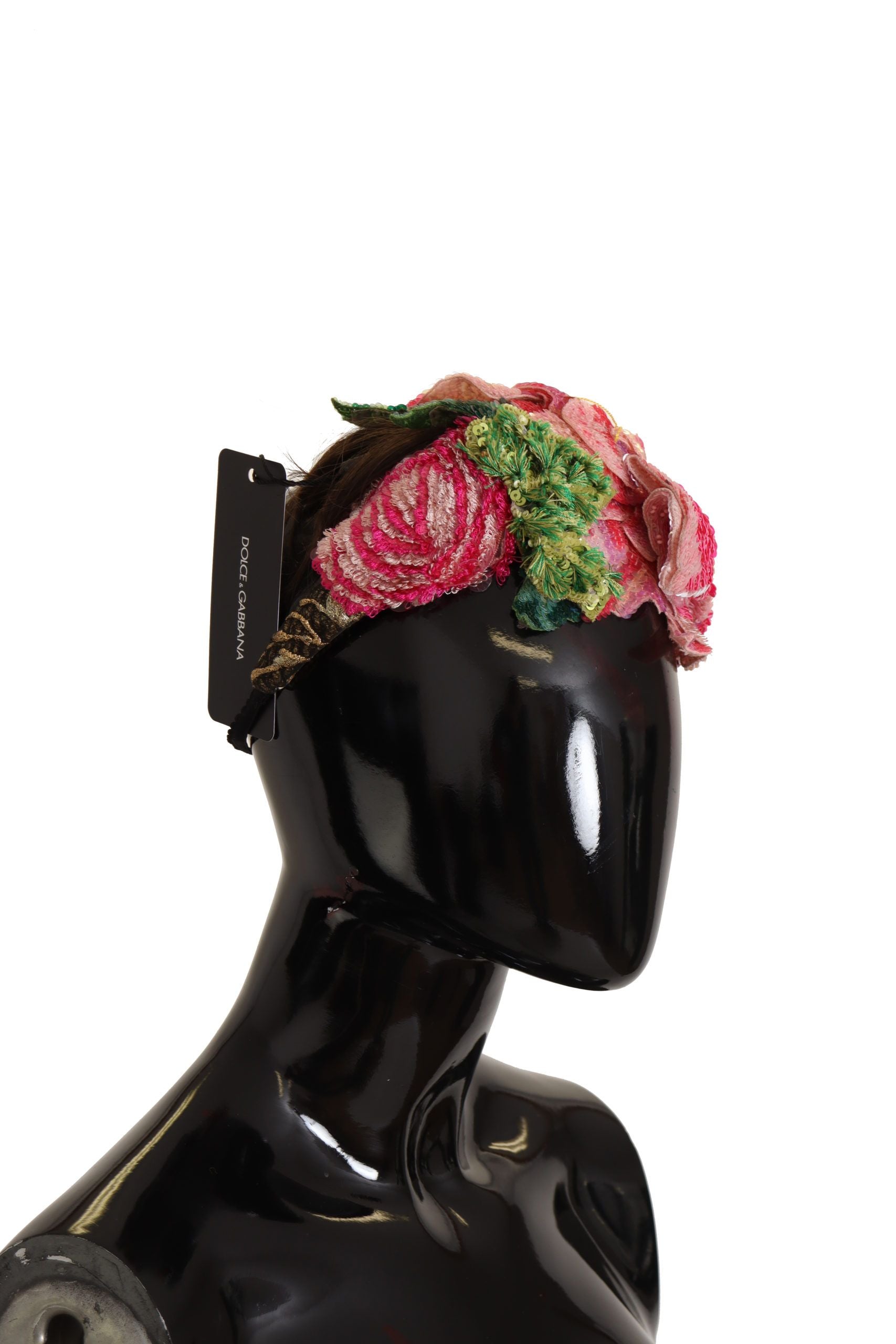 Dolce & Gabbana Multicolor Sequin Lurex Black Hair Headband-6