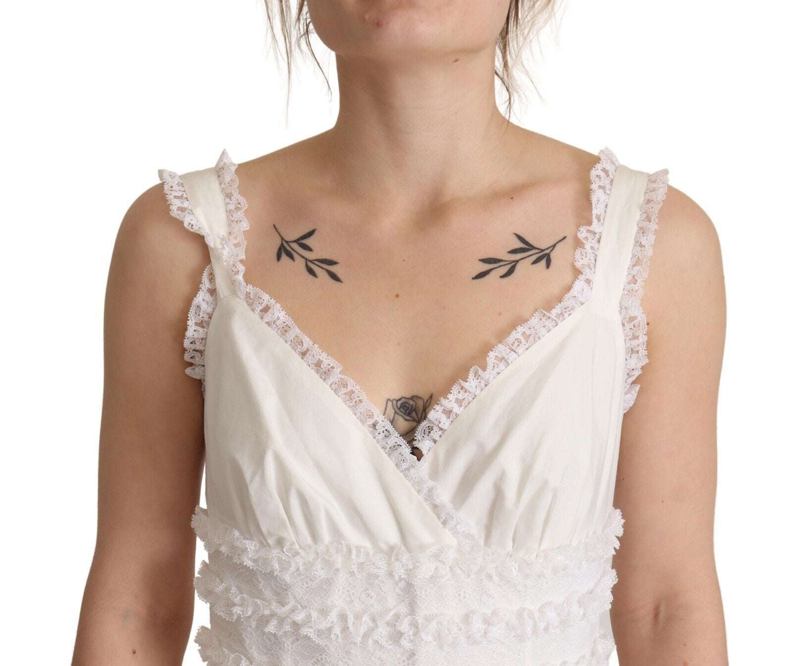 Dolce & Gabbana White tiered long A-line maxi dress in cotton-4