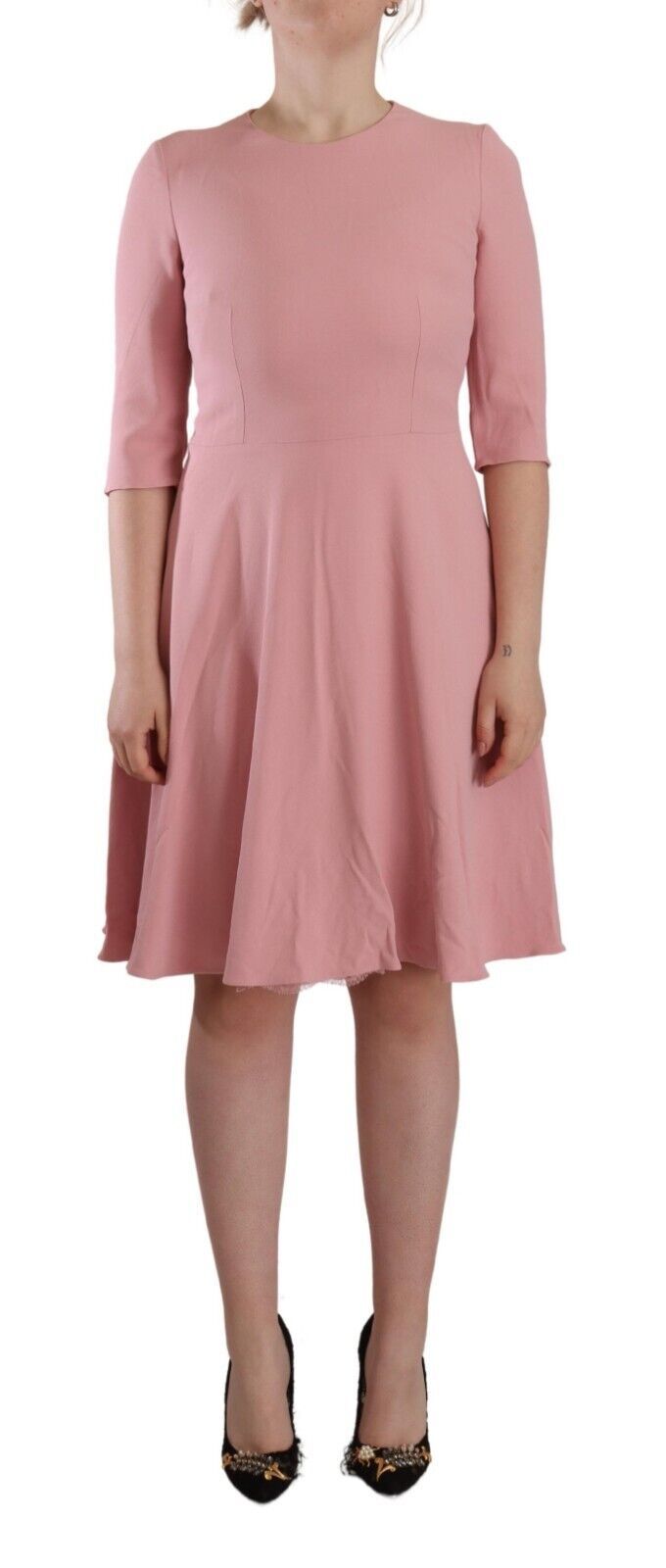 Dolce & Gabbana Pink 3/4 Sleeve Viscose Blend A-Line Dress-1
