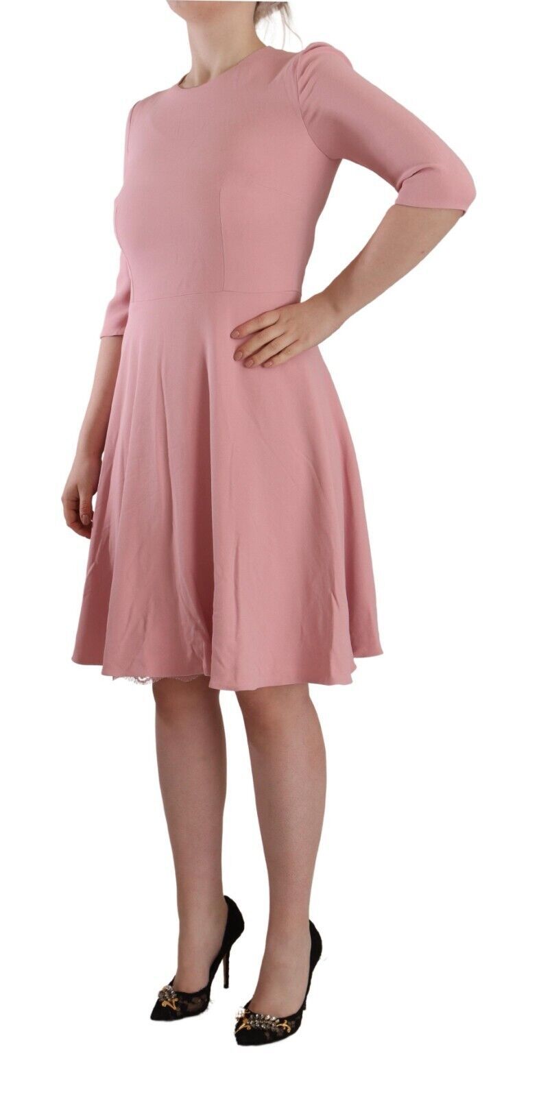 Dolce & Gabbana Pink 3/4 Sleeve Viscose Blend A-Line Dress-2