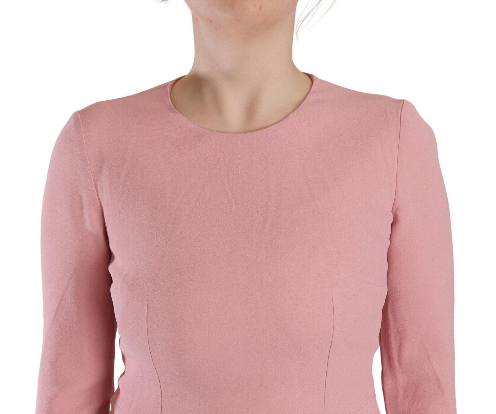 Dolce & Gabbana Pink 3/4 Sleeve Viscose Blend A-Line Dress-4