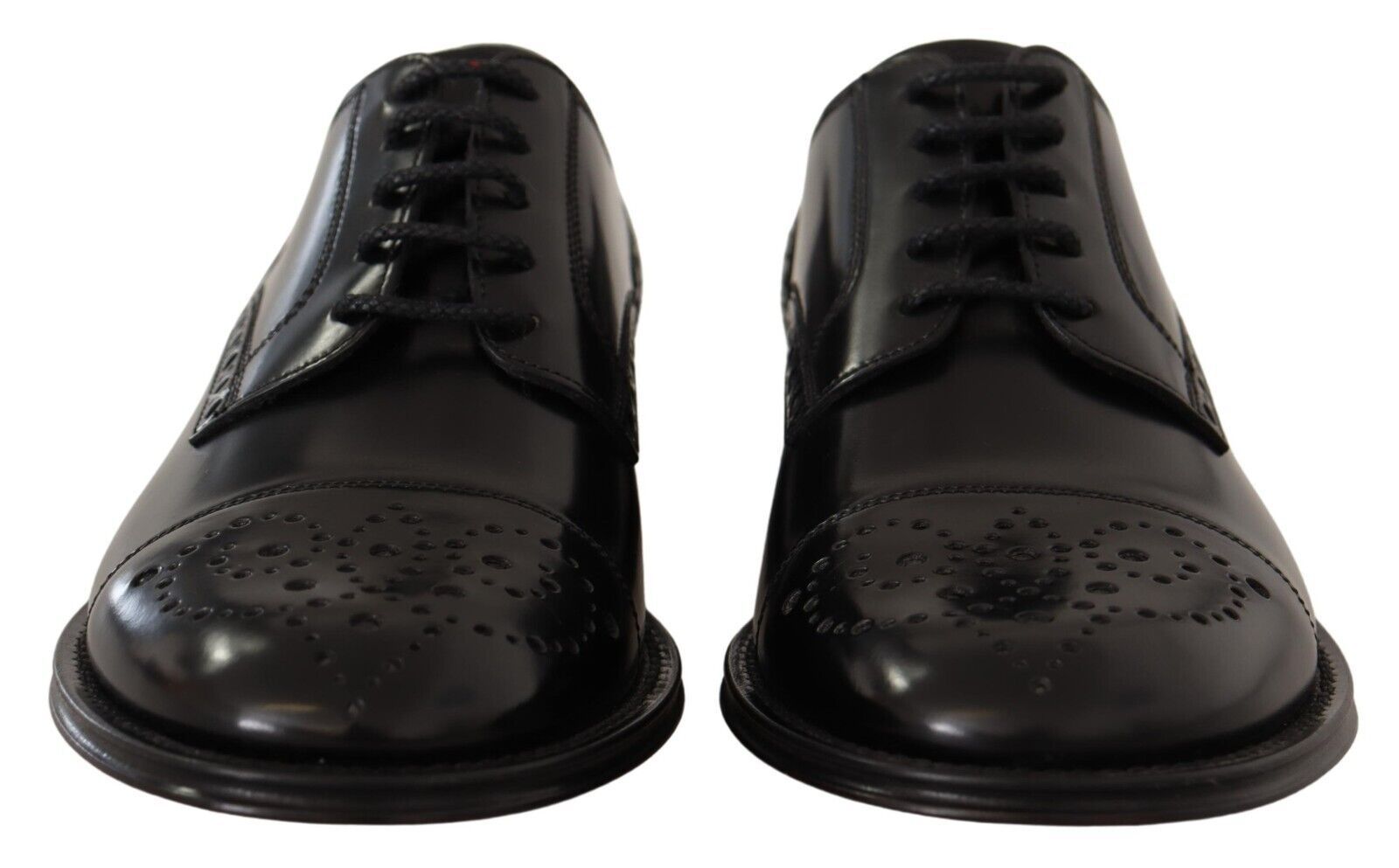 Dolce & Gabbana Black Leather Wingtip Men's Formal Derby Shoes-2