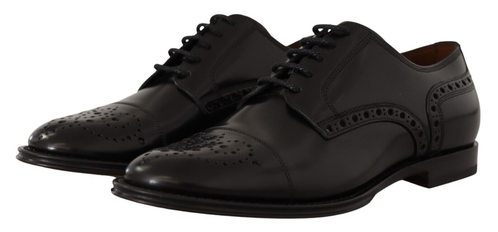 Dolce & Gabbana Black Leather Wingtip Men's Formal Derby Shoes-3