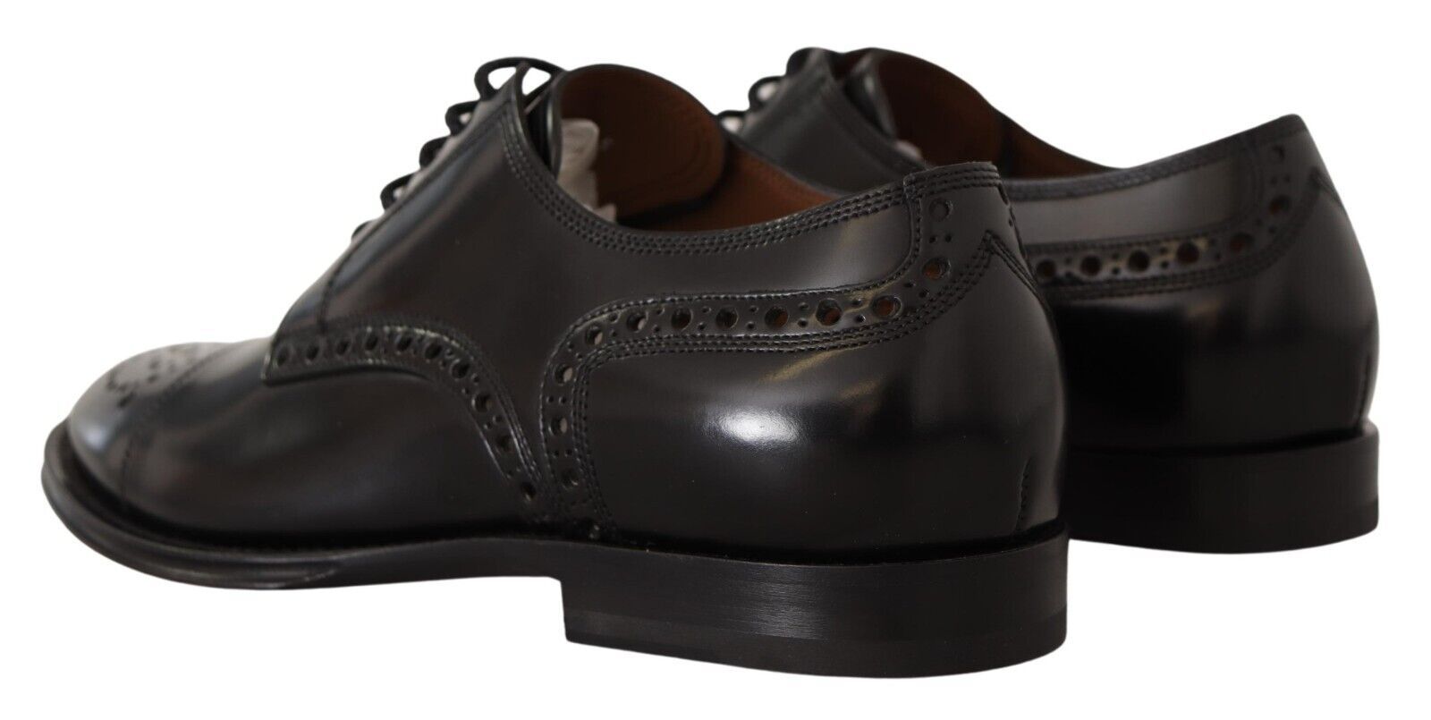 Dolce & Gabbana Black Leather Wingtip Men's Formal Derby Shoes-4