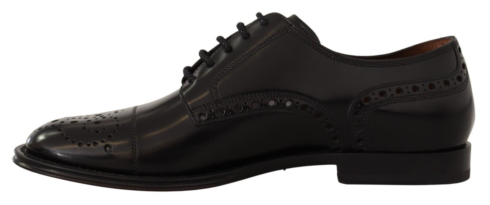 Dolce & Gabbana Black Leather Wingtip Men's Formal Derby Shoes-5