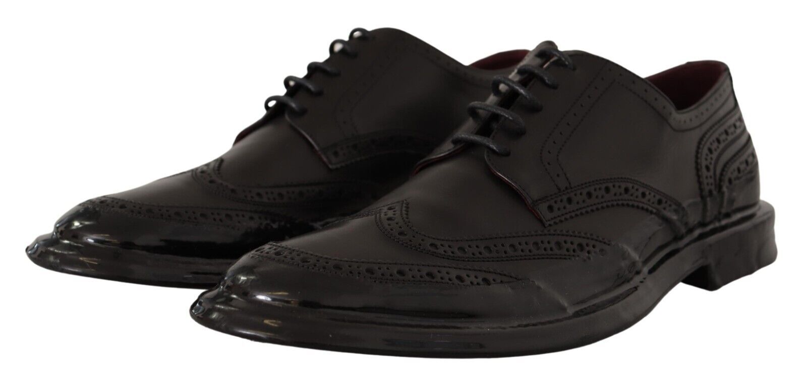 Dolce & Gabbana Black Leather Oxford Wingtip Formal Derby Shoes-3