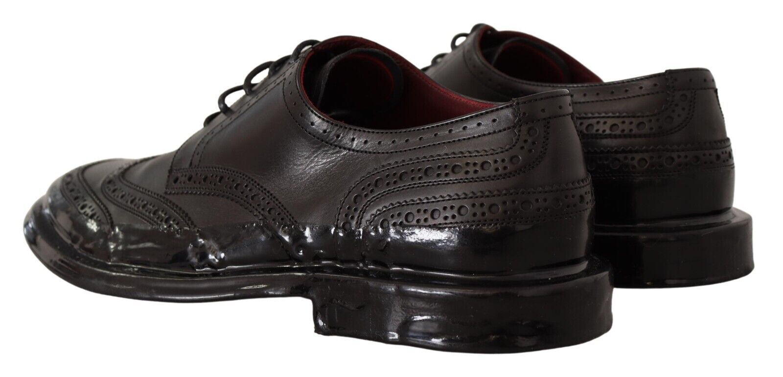 Dolce & Gabbana Black Leather Oxford Wingtip Formal Derby Shoes-4