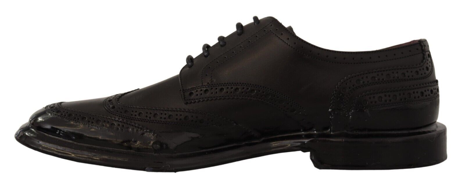 Dolce & Gabbana Black Leather Oxford Wingtip Formal Derby Shoes-5