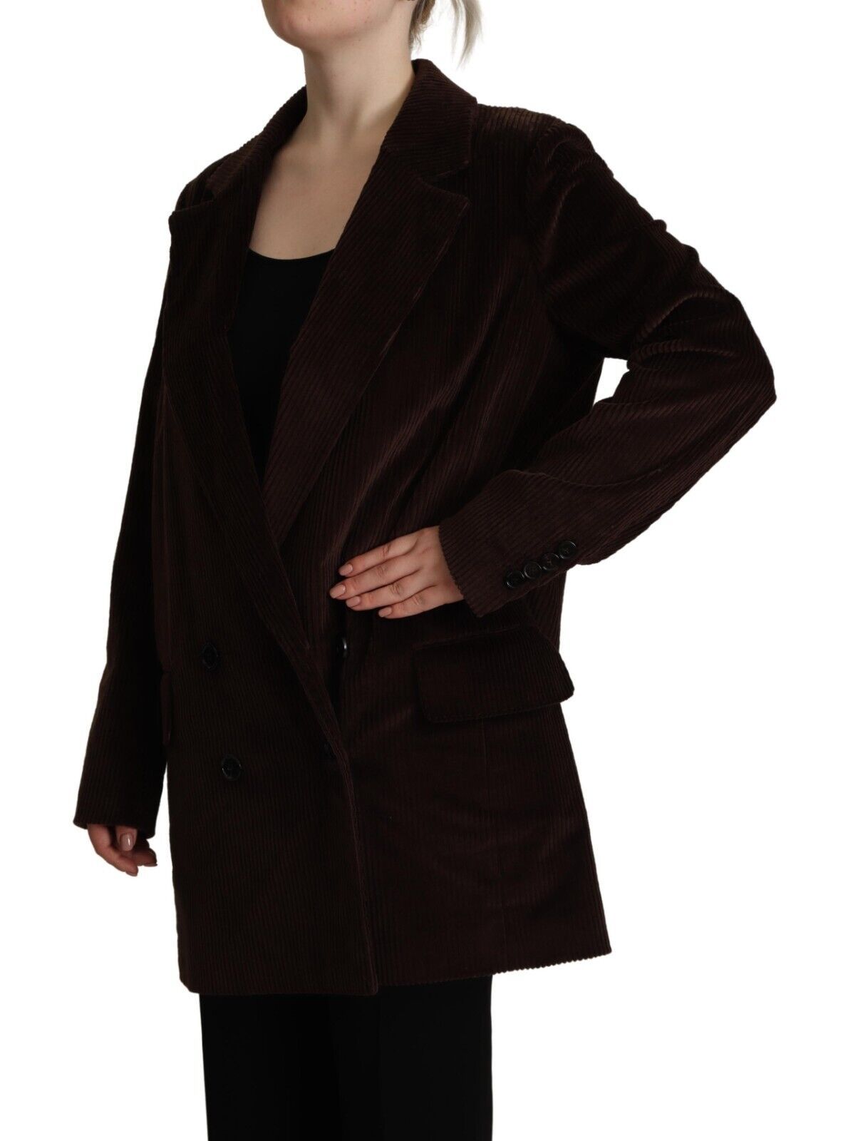 Dolce & Gabbana Bordeaux Corduroy Cotton Blazer Plus Size Jacket-2