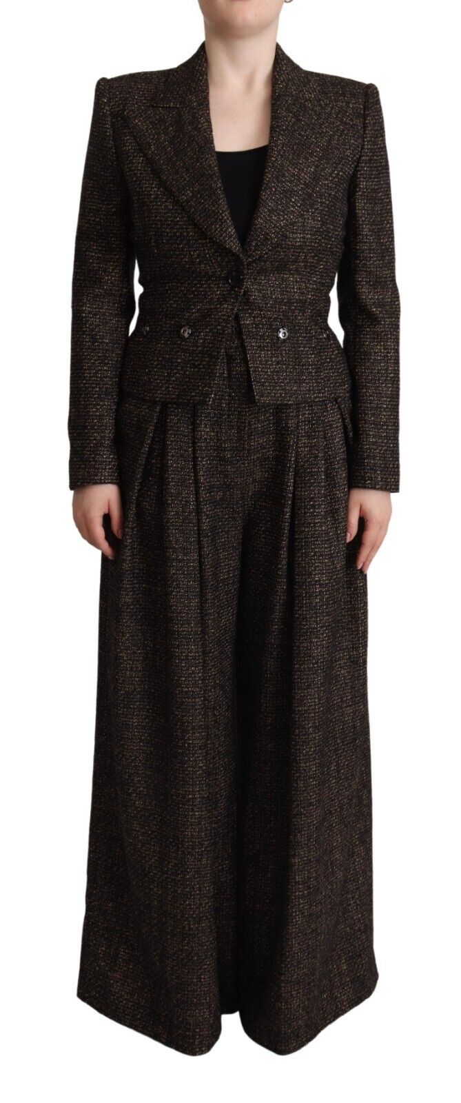 Dolce & Gabbana Dunkelbraun Wolle einreihig 2 Pc Jacke Hose-1