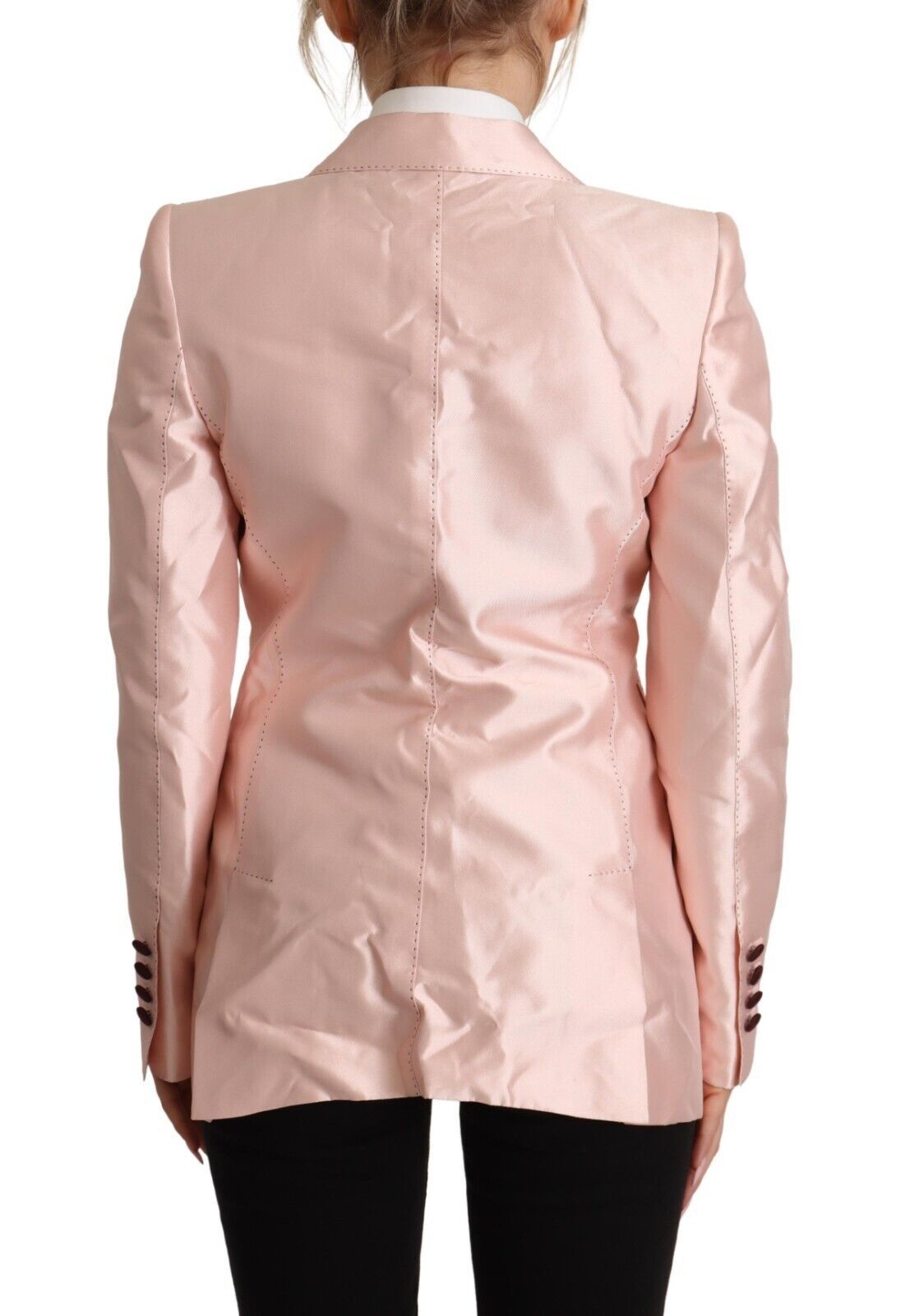 Dolce & Gabbana Rosa Satin Lange Ärmel Blazer Mantel Jacke-3