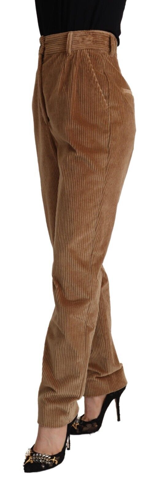 Dolce & Gabbana Brown Cotton Corduroy High-Waisted Skinny Pants-2