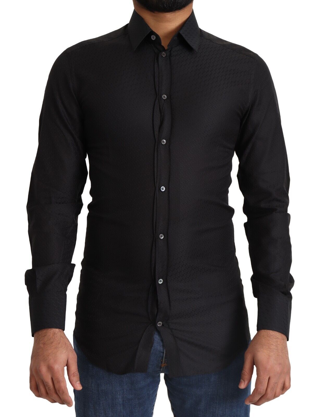 Dolce & Gabbana Schwarzes GOLD Baumwollhemd Formales Hemd-1