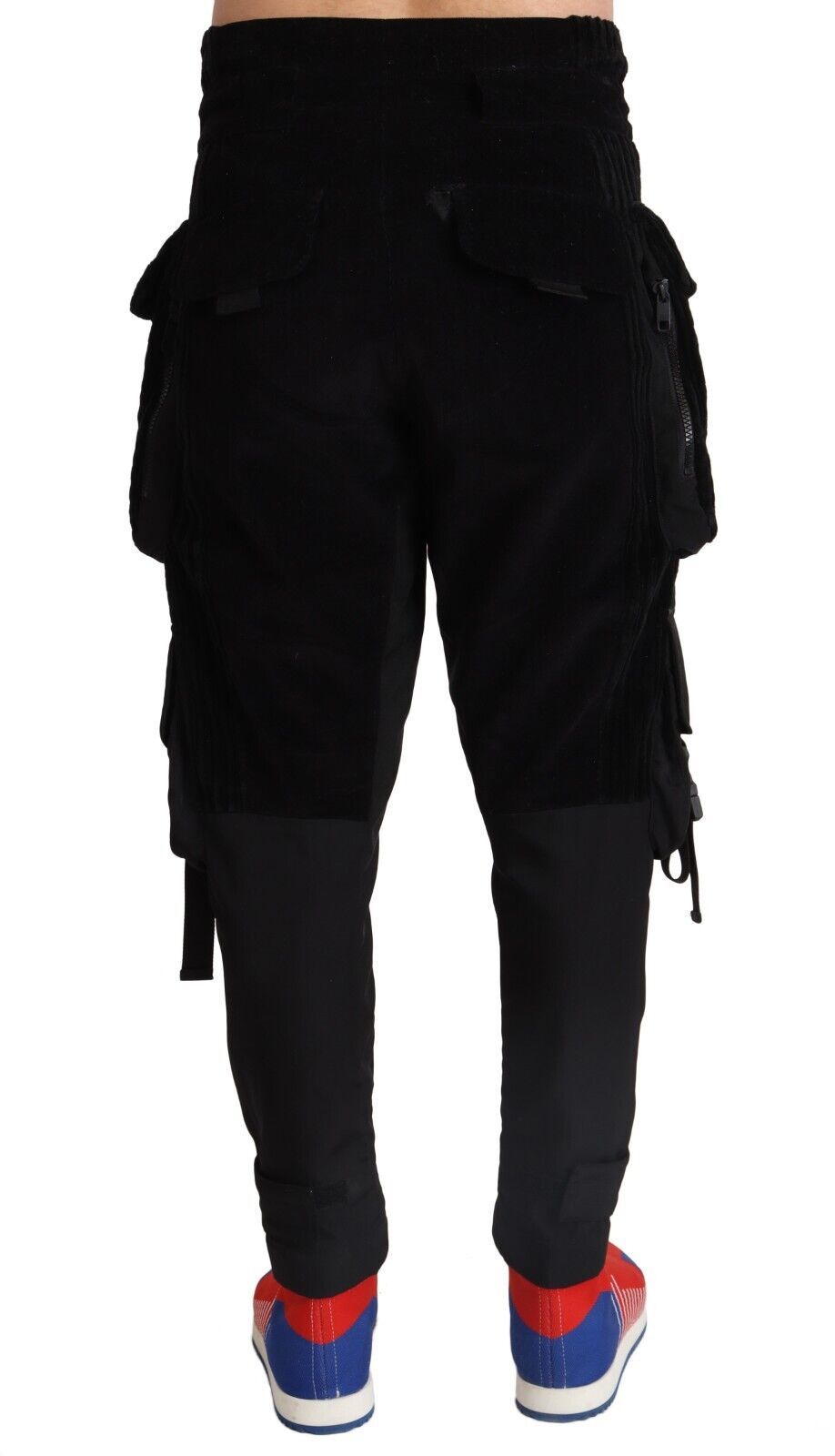 Dolce & Gabbana Black Skinny Corduroy Cargo Trousers in Cotton-3