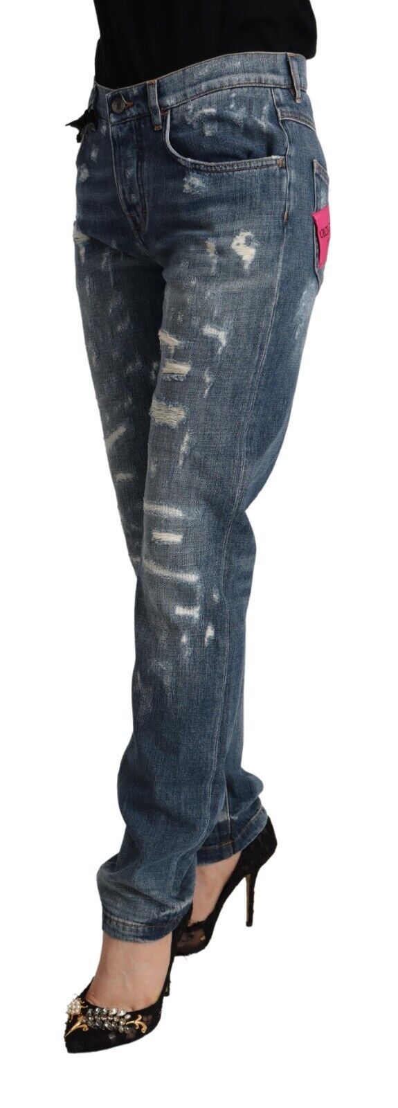 Dolce & Gabbana Blaue Distressed Denim BOYFRIEND Skinny-Jeans-2