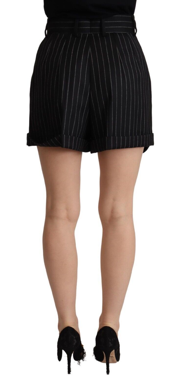 Bermudas de lana de talle alto con rayas negras de Dolce & Gabbana-3