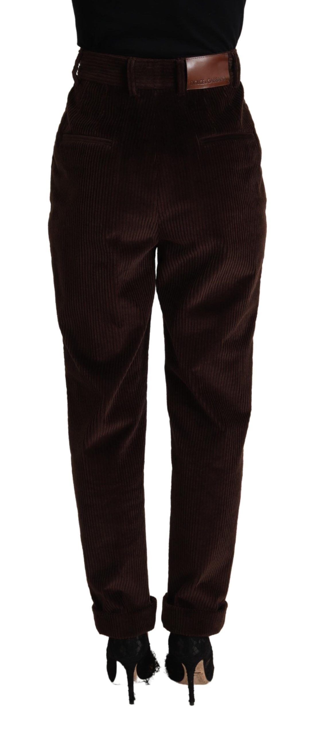 Dolce & Gabbana Bordeaux-colored cotton corduroy trousers, tapered trousers-2