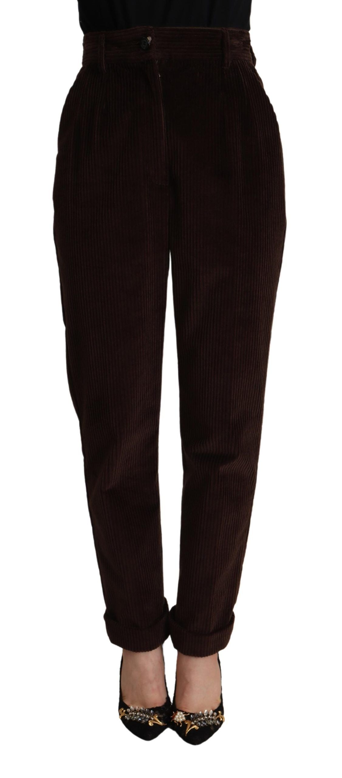 Dolce & Gabbana Bordeaux-colored cotton corduroy trousers, tapered trousers