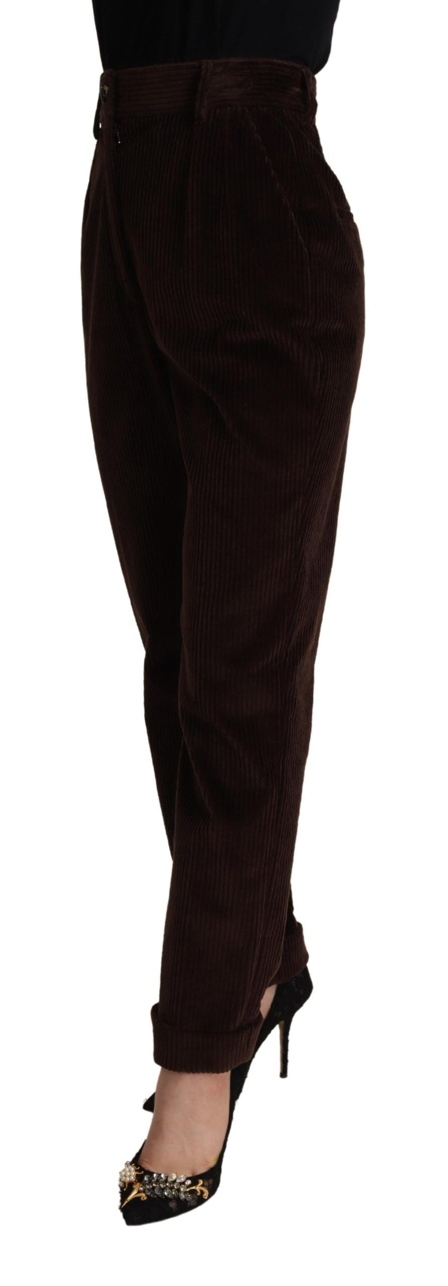 Dolce & Gabbana Bordeaux-colored cotton corduroy trousers, tapered trousers-3