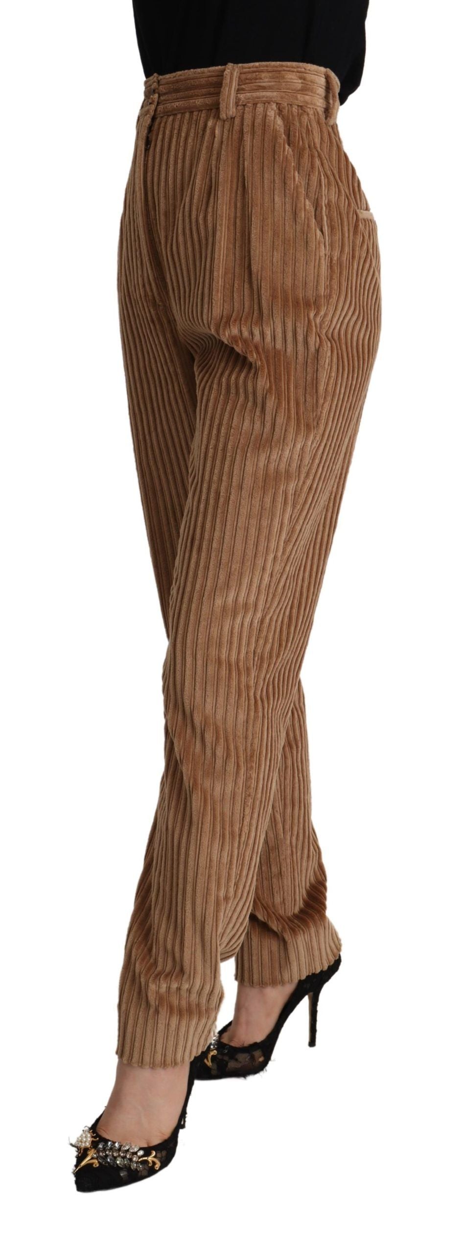 Dolce & Gabbana brown cotton corduroy trousers, tapered trousers-2