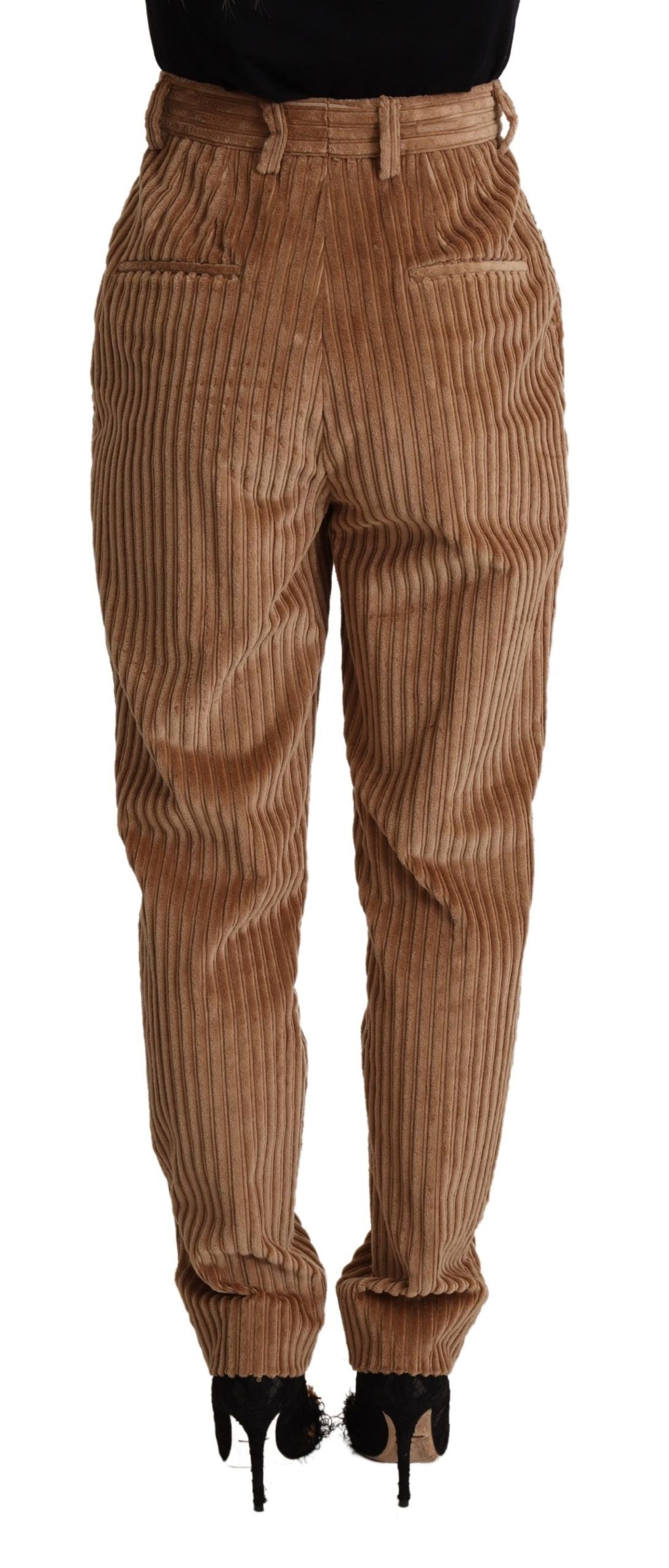 Dolce & Gabbana brown cotton corduroy trousers, tapered trousers-3