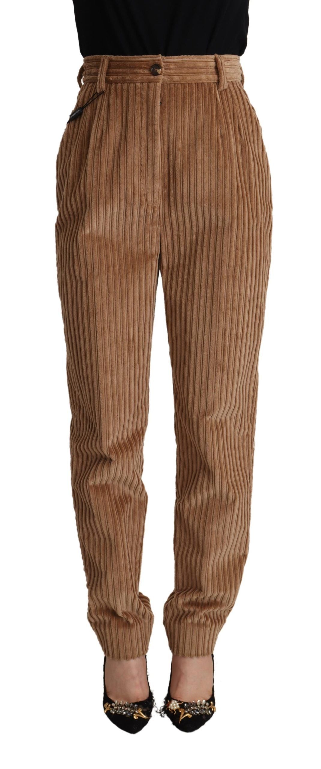 Dolce & Gabbana brown cotton corduroy trousers, tapered trousers