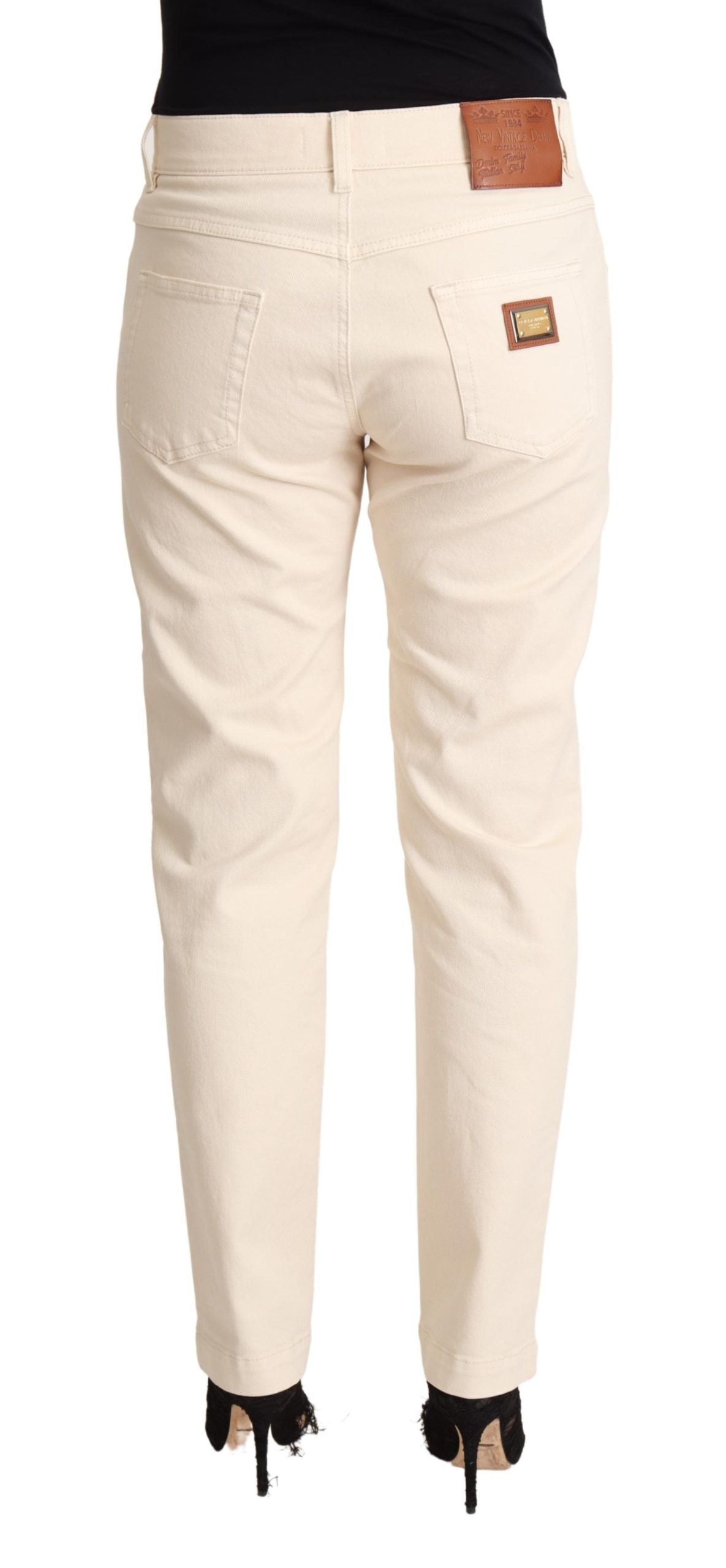Dolce & Gabbana White Cotton Skinny Denim Women's Jeans Trousers-3