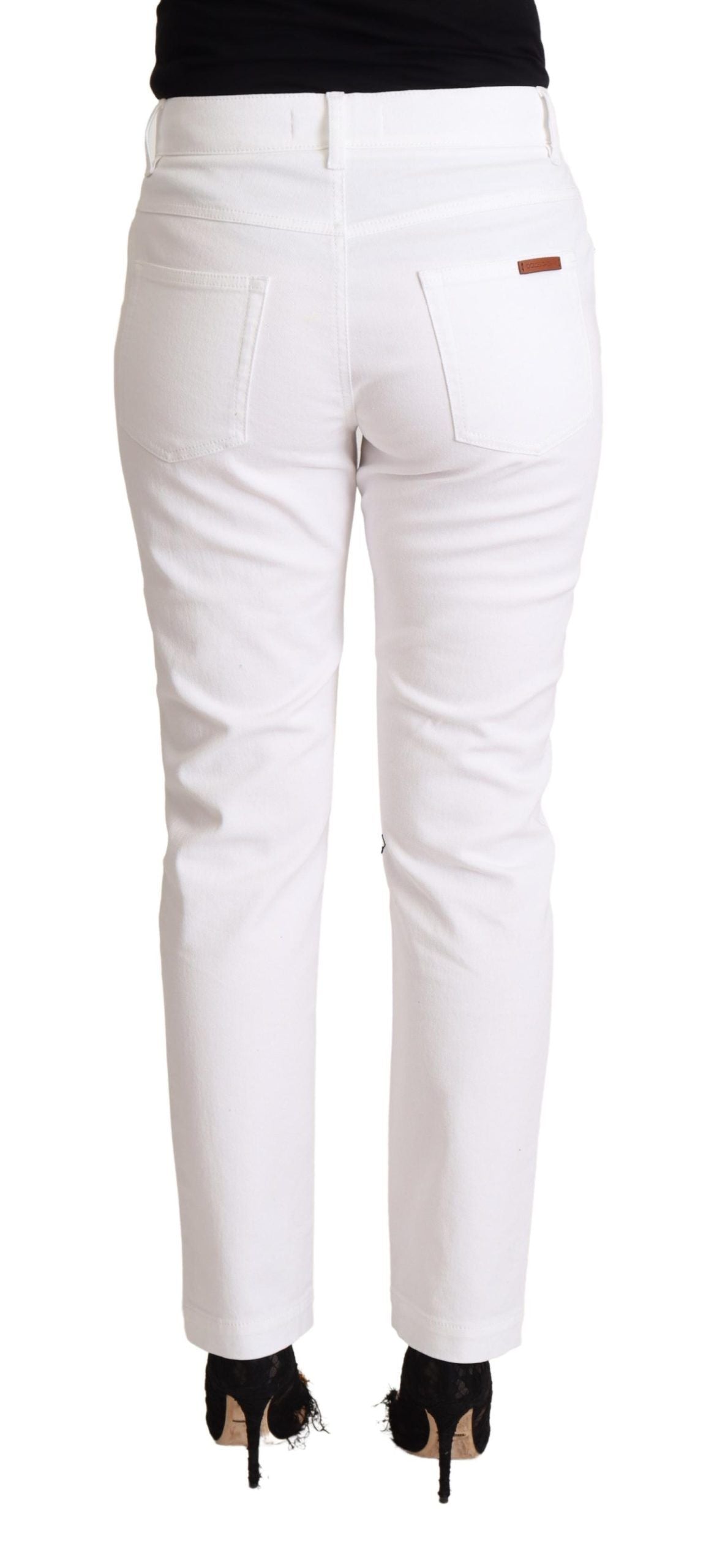 Dolce & Gabbana Weiße Denim-Jeans mit mittlerer Taille aus Baumwolle, konisch zulaufend-3