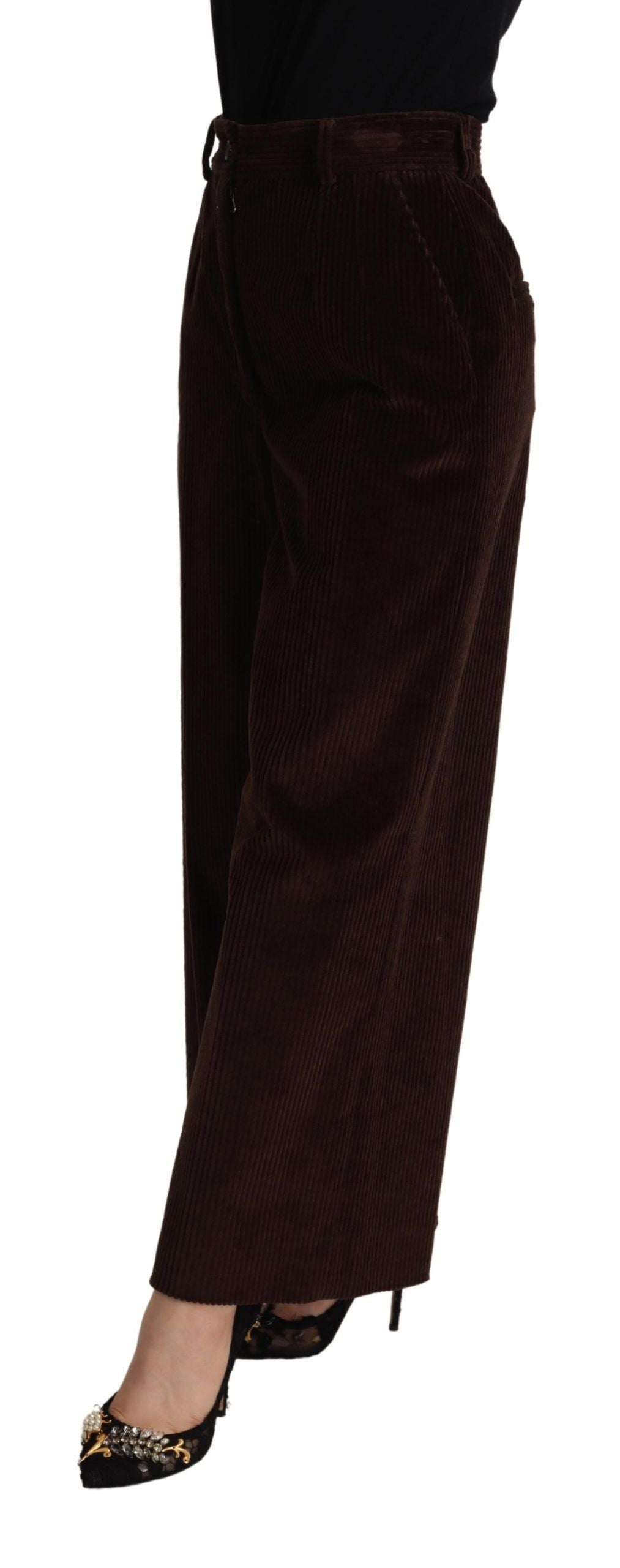 Dolce & Gabbana Black cotton trousers with a high waist and wide leg-2