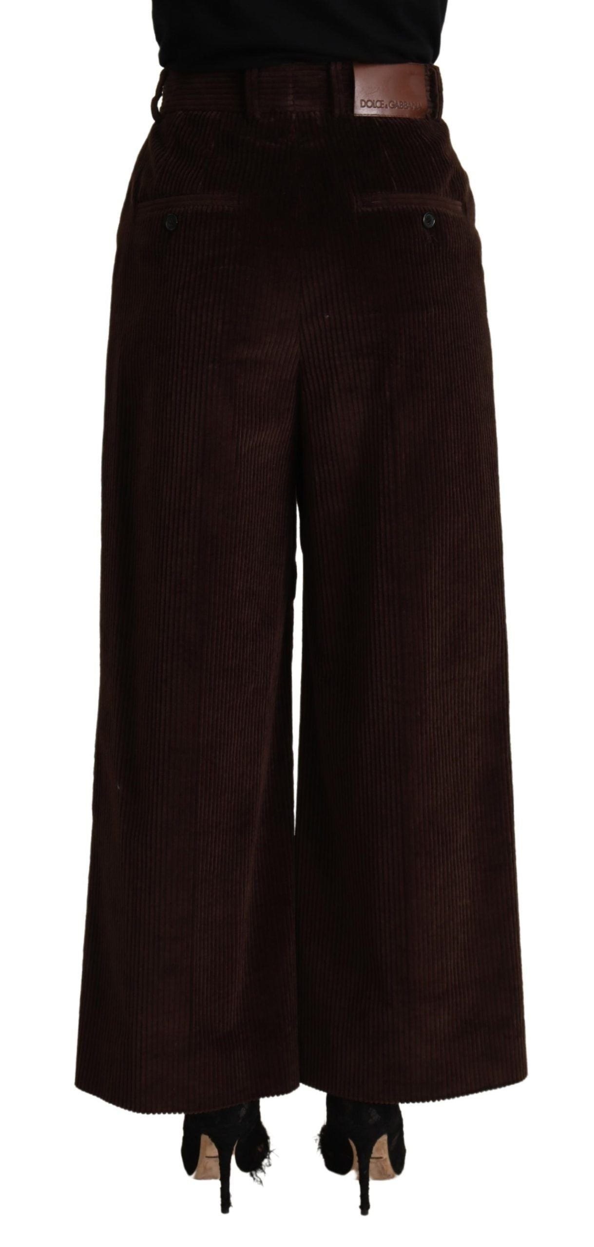 Dolce & Gabbana Black cotton trousers with a high waist and wide leg-3