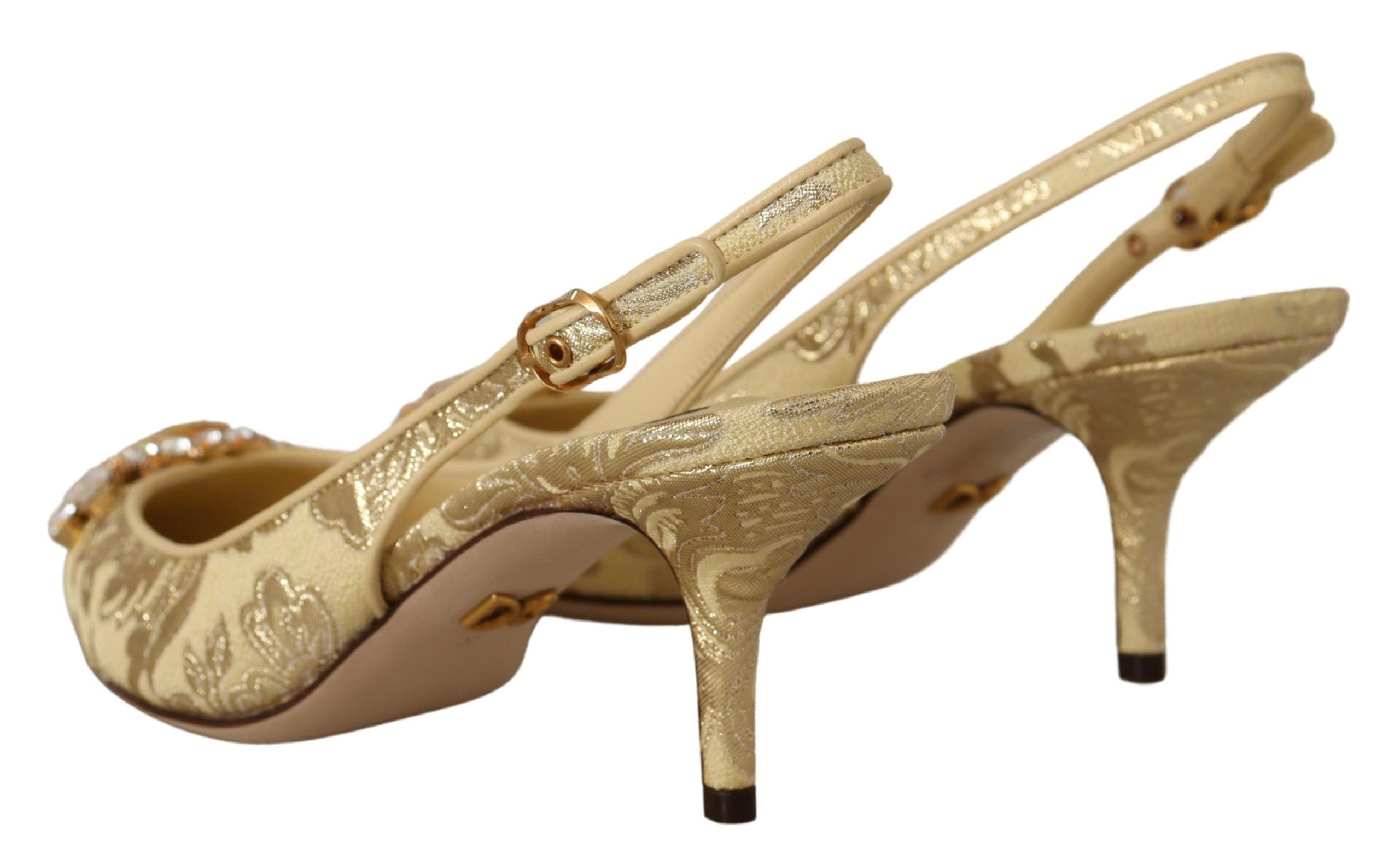 Dolce & Gabbana Gold Kristall Slingbacks Pumps Heels Schuhe-2