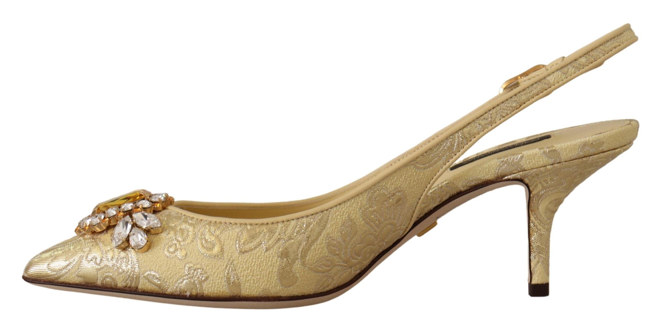 Dolce & Gabbana Gold Kristall Slingbacks Pumps Heels Schuhe-3
